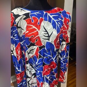 Licole silk Colorful Leaf Print vintage Women's Top with matching skirt